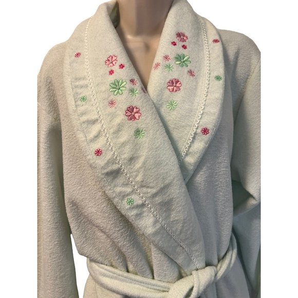 Vintage Moon Dance Robe Mint Green Embroidered Floral Sz Medium Fleece Lined NWT - Picture 2 of 9